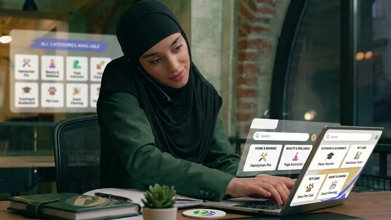 A service provider managing their work on Awthar